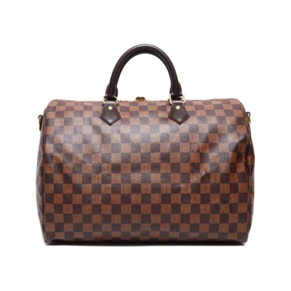 Louis Vuitton Handbags - Louis Vuitton Damier Ebene Speedy Tote Bag Brown Womens Large Size 35